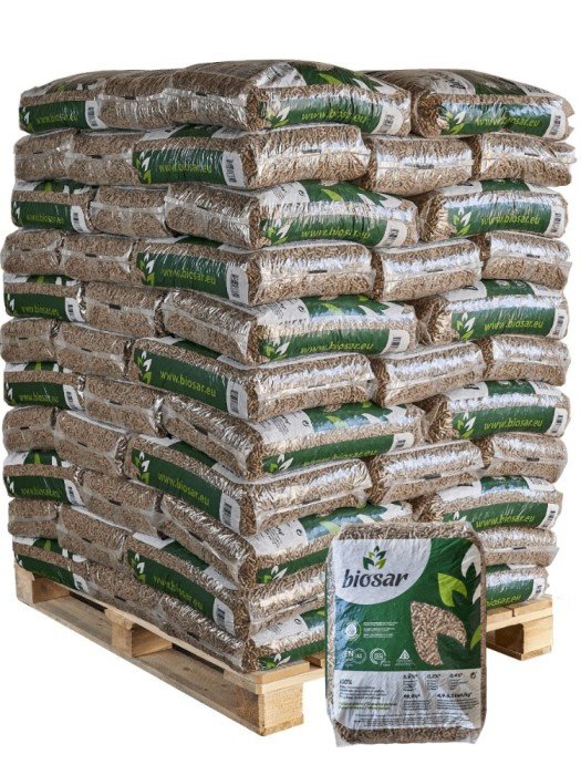 Pellet di legno Biosar | Bancale da 77 sacchi da 15 kg